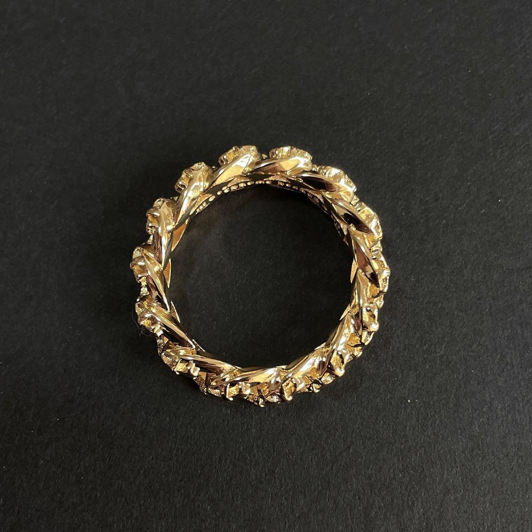 ノーブランド クロス 喜平 指輪 メンズ ２２ｋ加工 シルバー９２５ ２２号