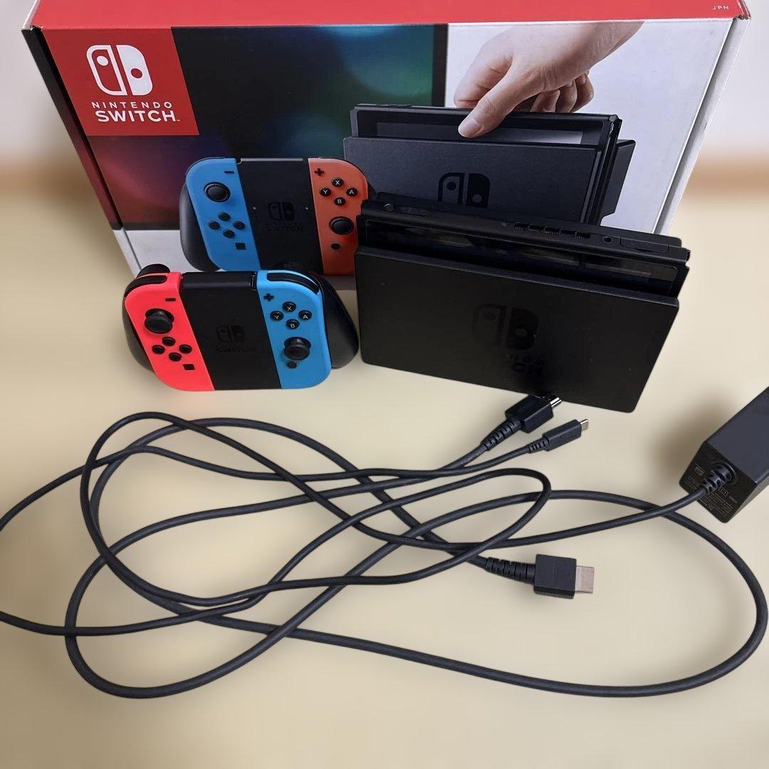 Nintendo Switch本体 ネオン赤青 SDカード64GB付 動作確認済