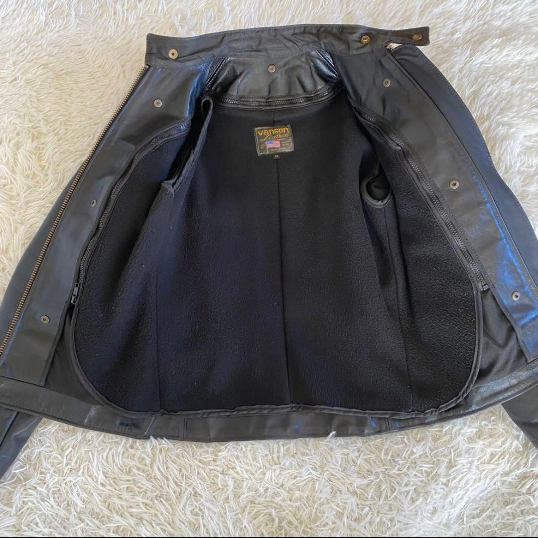 【美品】VANSON タイプB ライナー付 シングルライダース 34