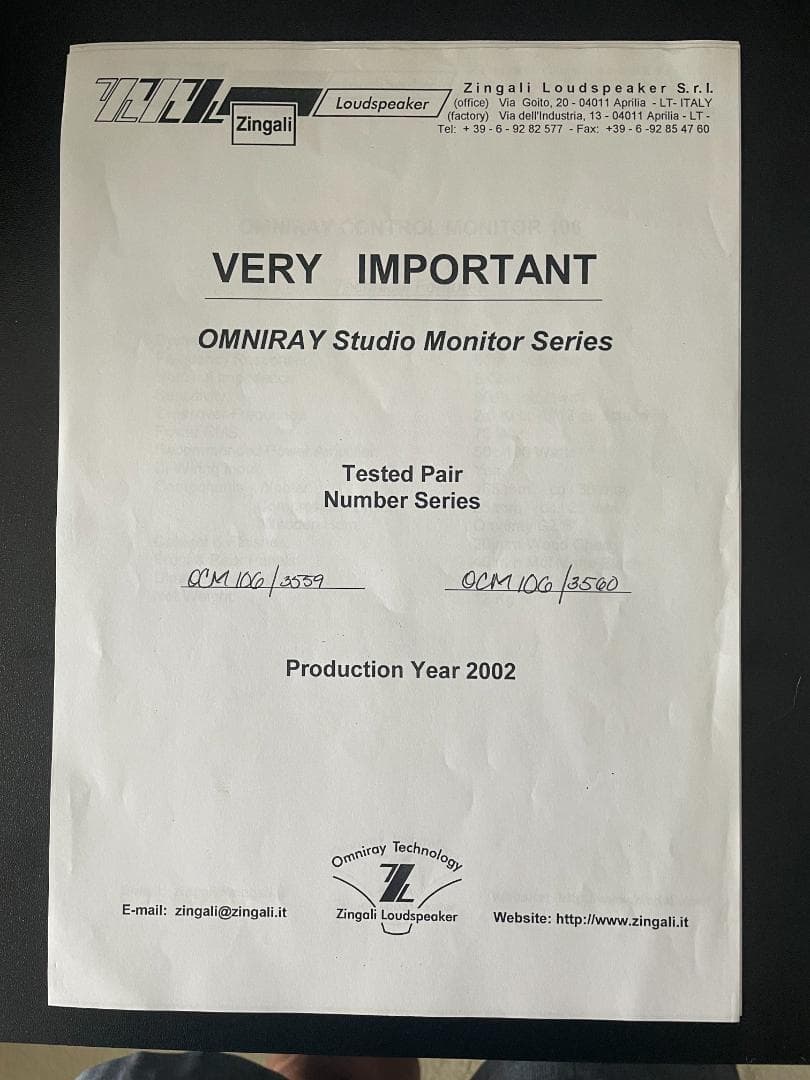 美品！ZINGALI ジンガリ OMNIRAY C.M.106 シリアルNo.揃