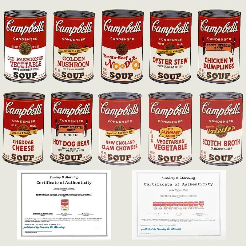 【特別価格・希少10枚セット】ウォーホル スープ缶 II 証明書付 限定品
