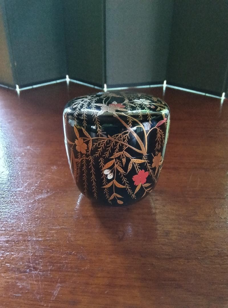 加賀蒔絵、柳桜大棗