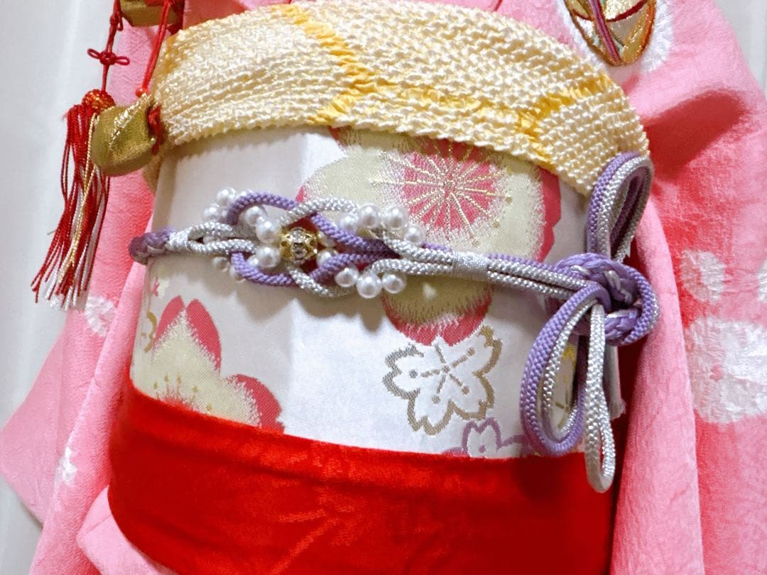 豪華逸品♡七五三　総刺繍　絞り　正絹　女の子　フルセット　一式　ピンク　髪飾り