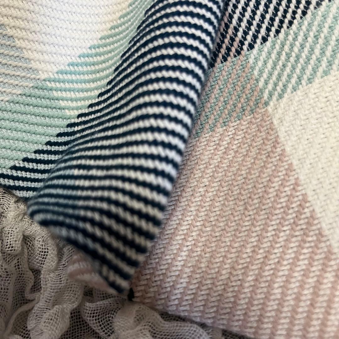 美品【ブルーレーベルクレストブリッジ】フレアスカート 総柄 チェック 白 青