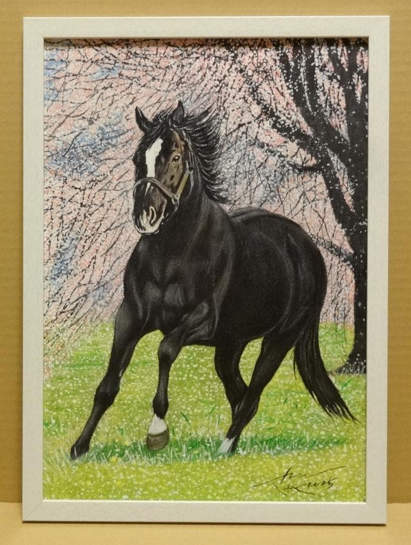 上鈴木正一 油彩画 A3『 メジロラモーヌ 』ロバート様のオーダー作品です。