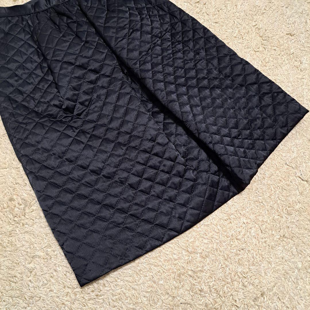 DRAWER　ドゥロワー　キルティング　スカート　黒　ブラック