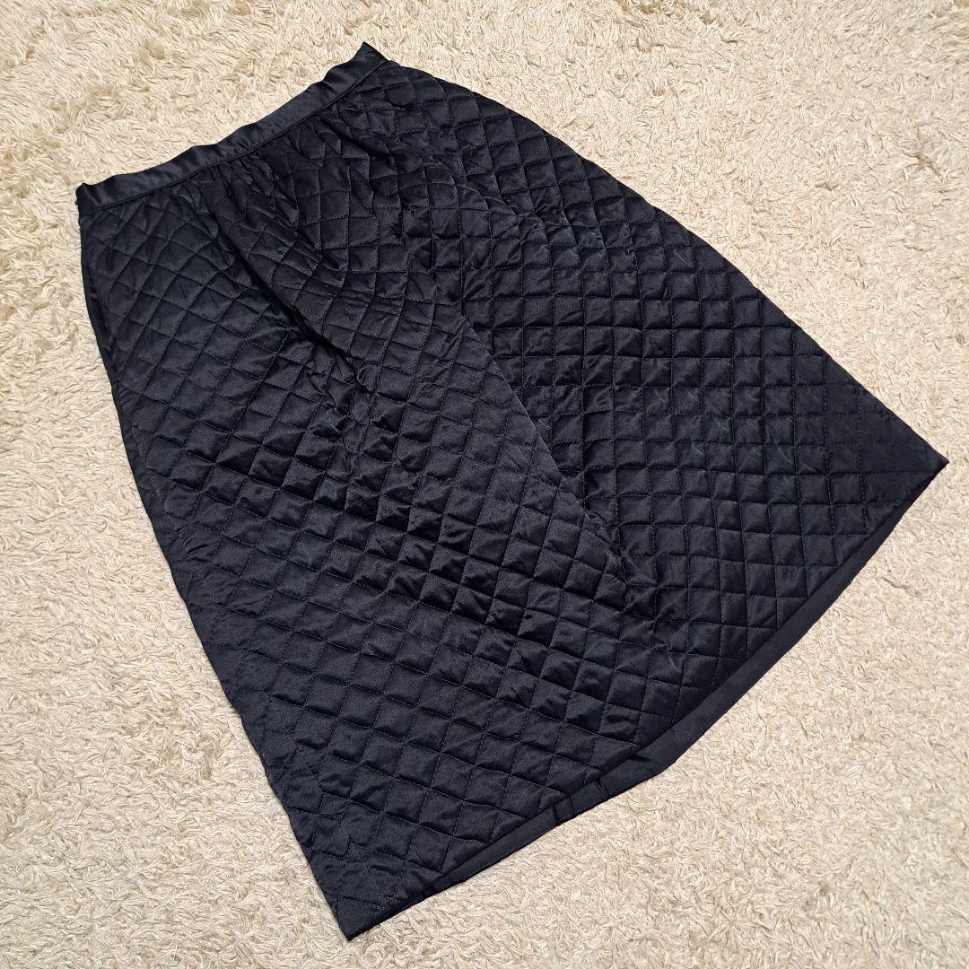 DRAWER　ドゥロワー　キルティング　スカート　黒　ブラック