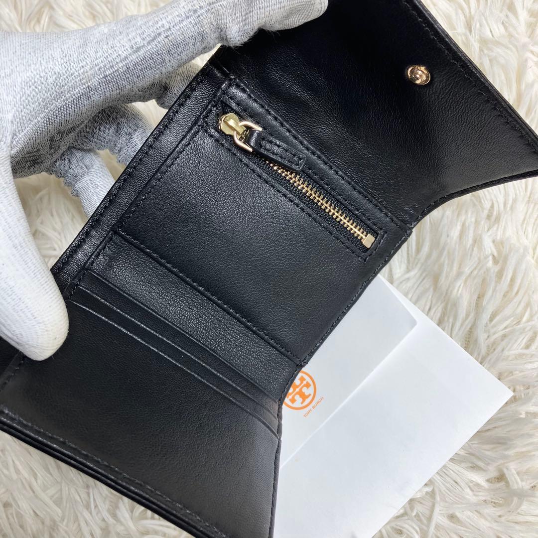 【極美品】トリーバーチ＊キルティング 三つ折りレザーブラック