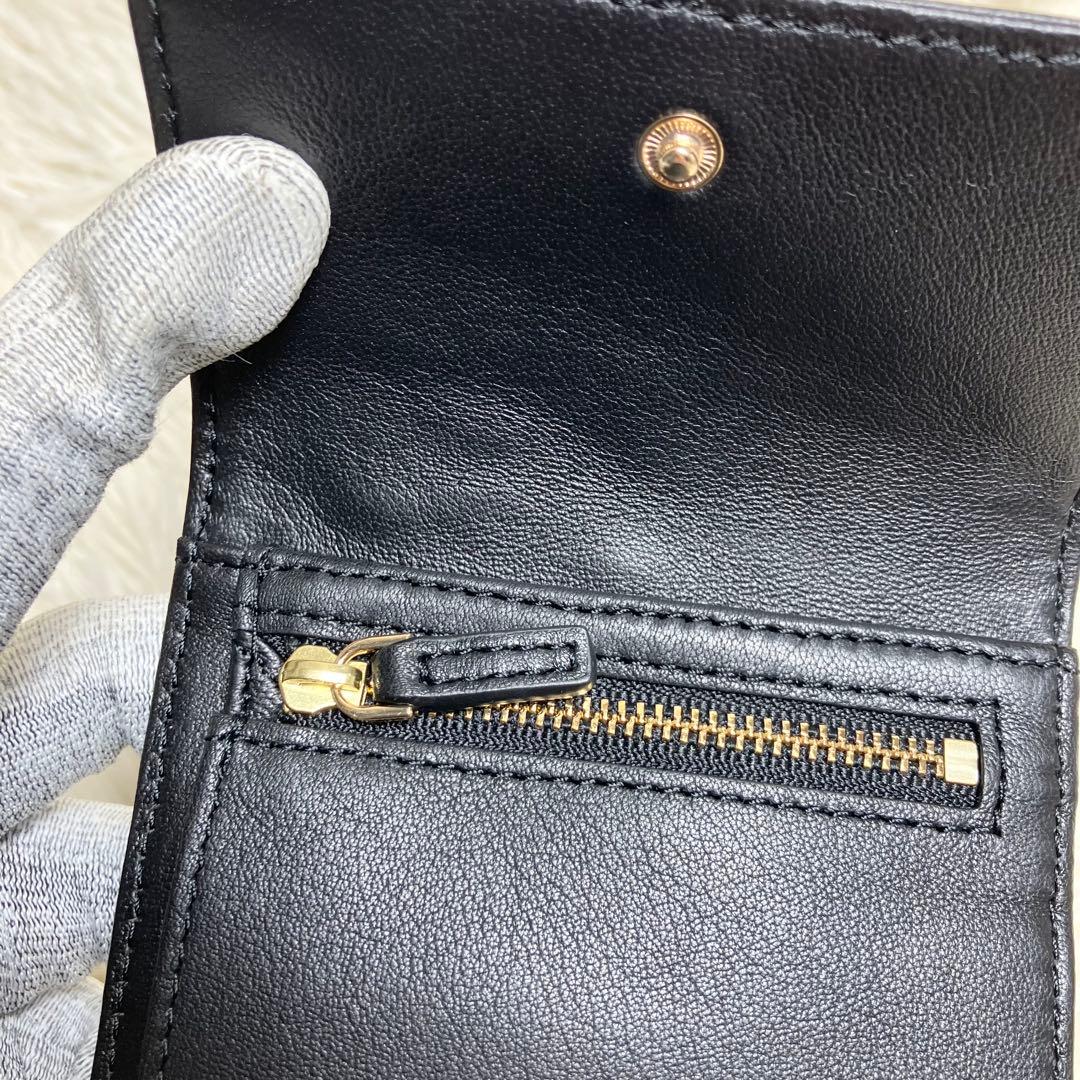 【極美品】トリーバーチ＊キルティング 三つ折りレザーブラック