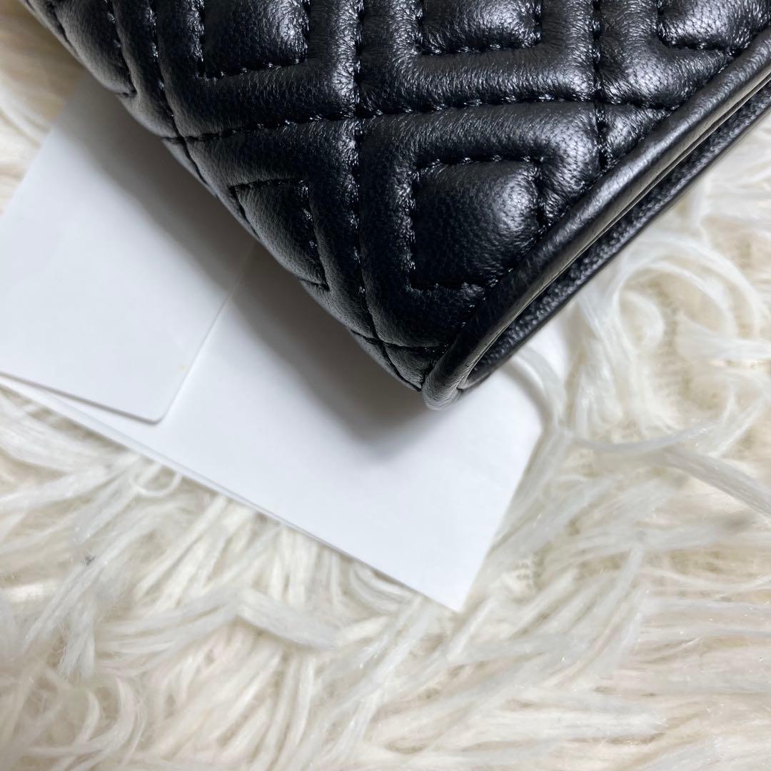 【極美品】トリーバーチ＊キルティング 三つ折りレザーブラック