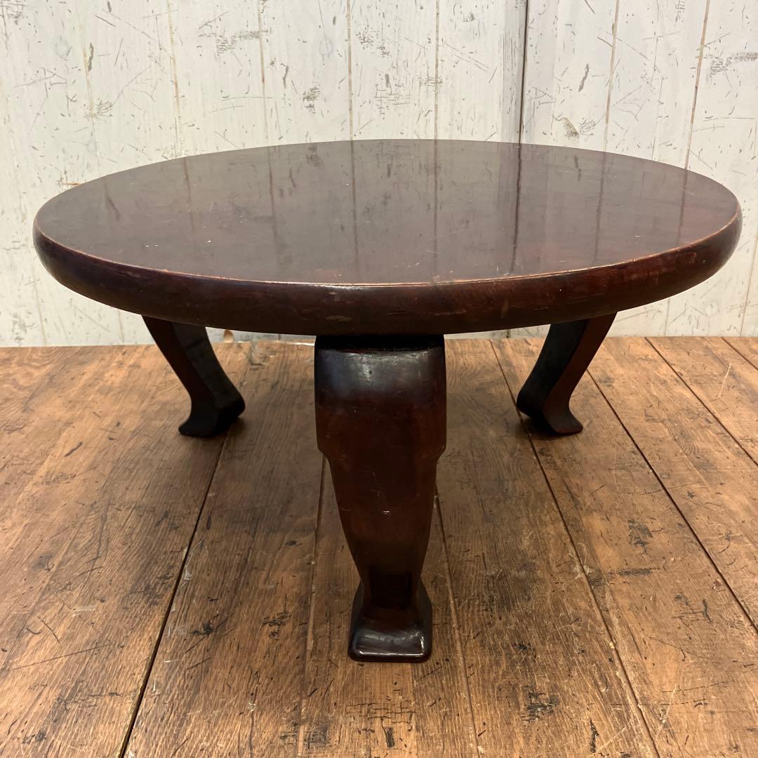 昭和レトロ 当時物 古家具 木製 テーブル 座卓 円卓 ちゃぶ台 ビンテージ