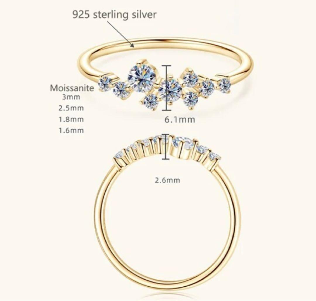 匿名配送　鑑別書　18kゴールド　9粒ダイヤモンドリング　アレルギー対応　新品