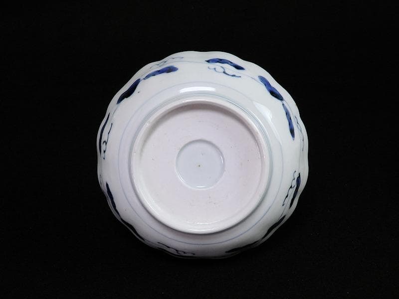 古伊万里　染付　丸紋　月に笹の図　膾皿　2客　江戸期　D810AS-BLb