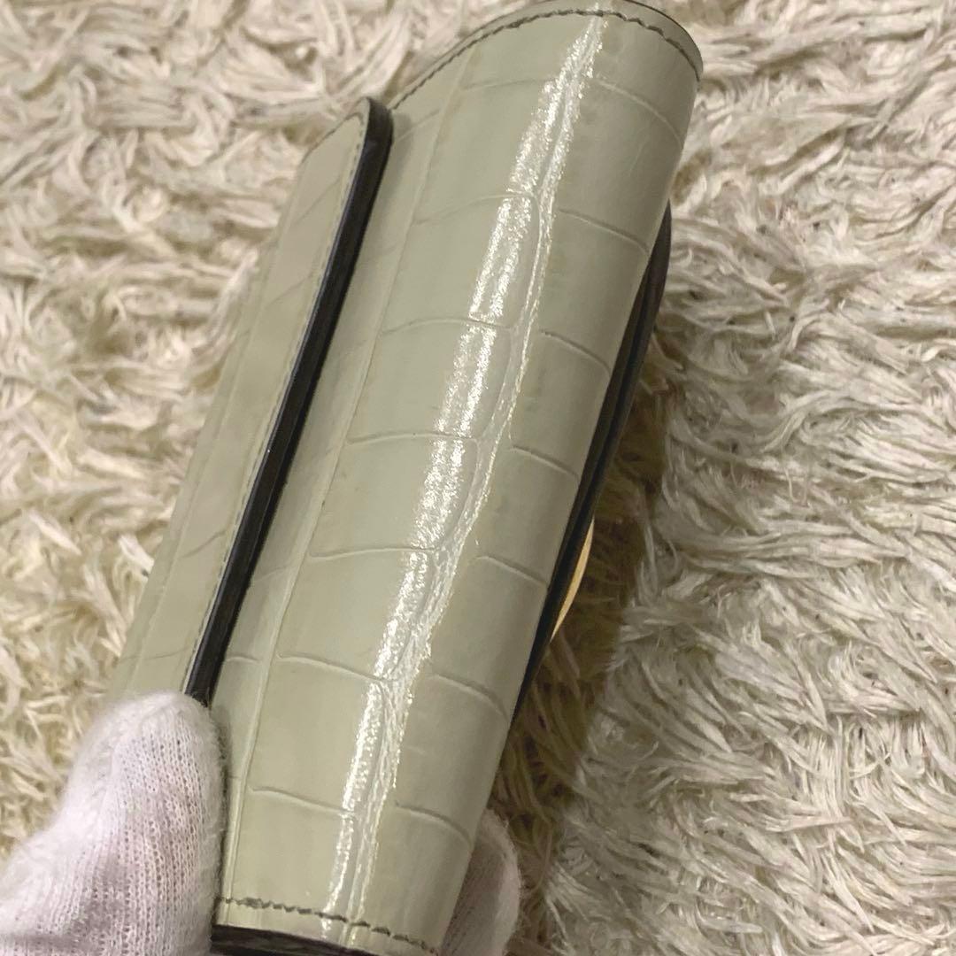 美品✨Chloe クロエ トリフォールド c金具 クロコ型押しレザー 三つ折り