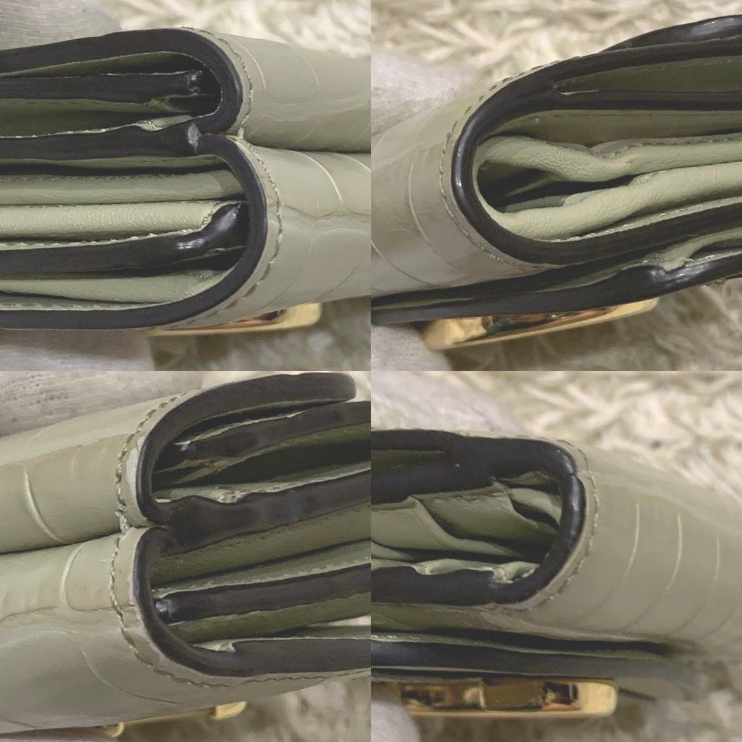 美品✨Chloe クロエ トリフォールド c金具 クロコ型押しレザー 三つ折り