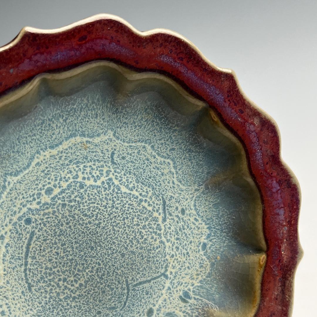 鈞窯 玫瑰紫釉陵花鼓釘三足洗 款 唐物 中国古玩 中国美術 A802as