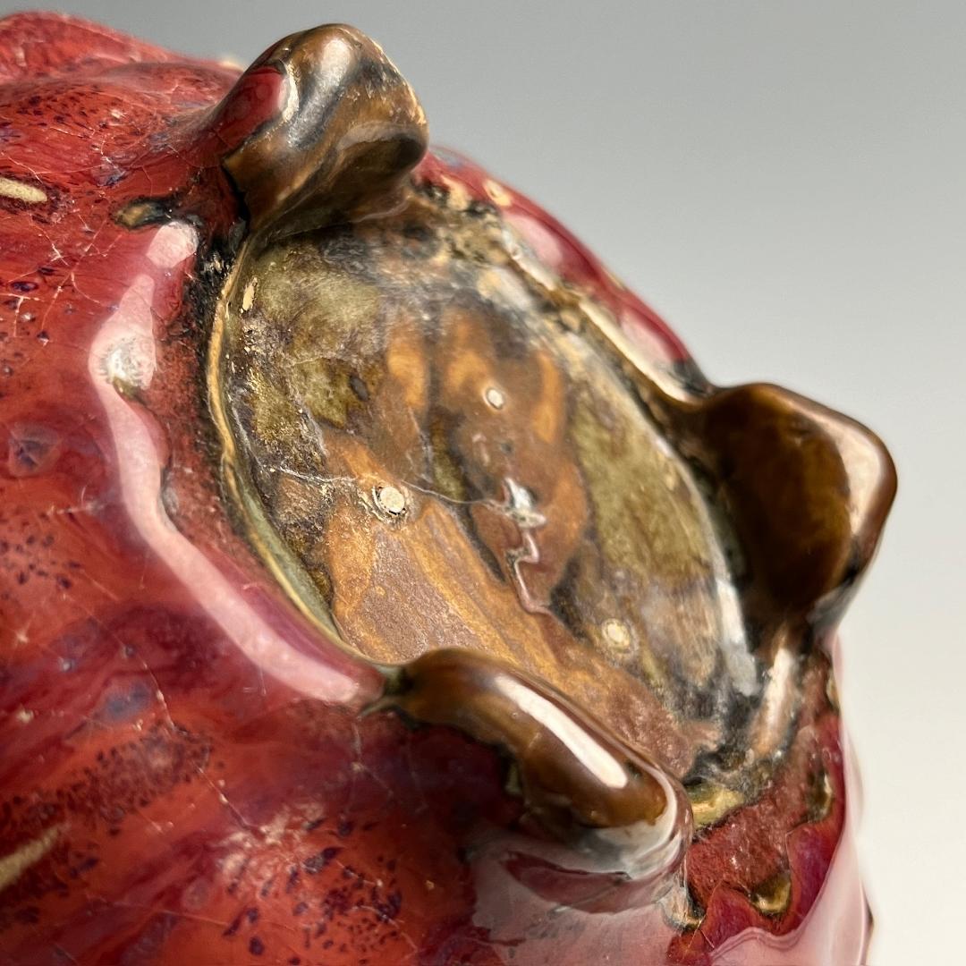 鈞窯 玫瑰紫釉陵花鼓釘三足洗 款 唐物 中国古玩 中国美術 A802as