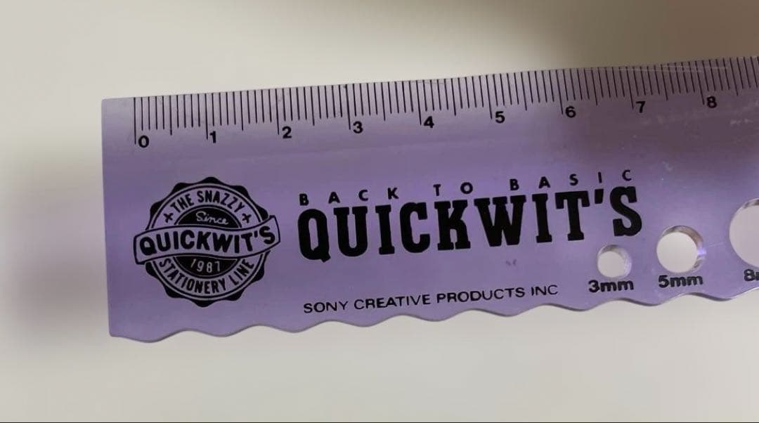 【匿名配送】QUICKWITS 紫色 定規　ものさし　 文房具　1987