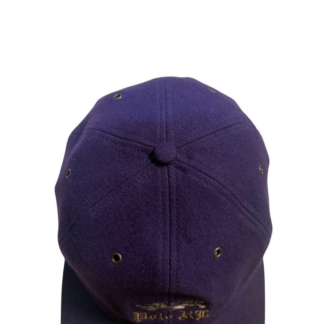 90s Polo Ralph Lauren ライオン刺繍 ウールキャップ 紫