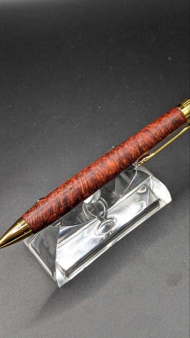 456ペン工房翌檜　極上　本花梨瘤杢　木軸シャーペン　ボールペン