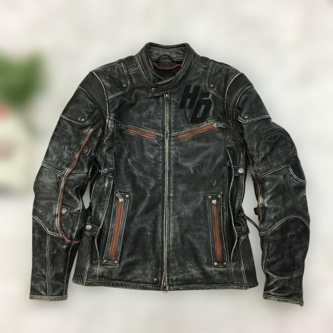 ハーレーダビッドソン レザージャケット シングル ライダース グランジ Y2K