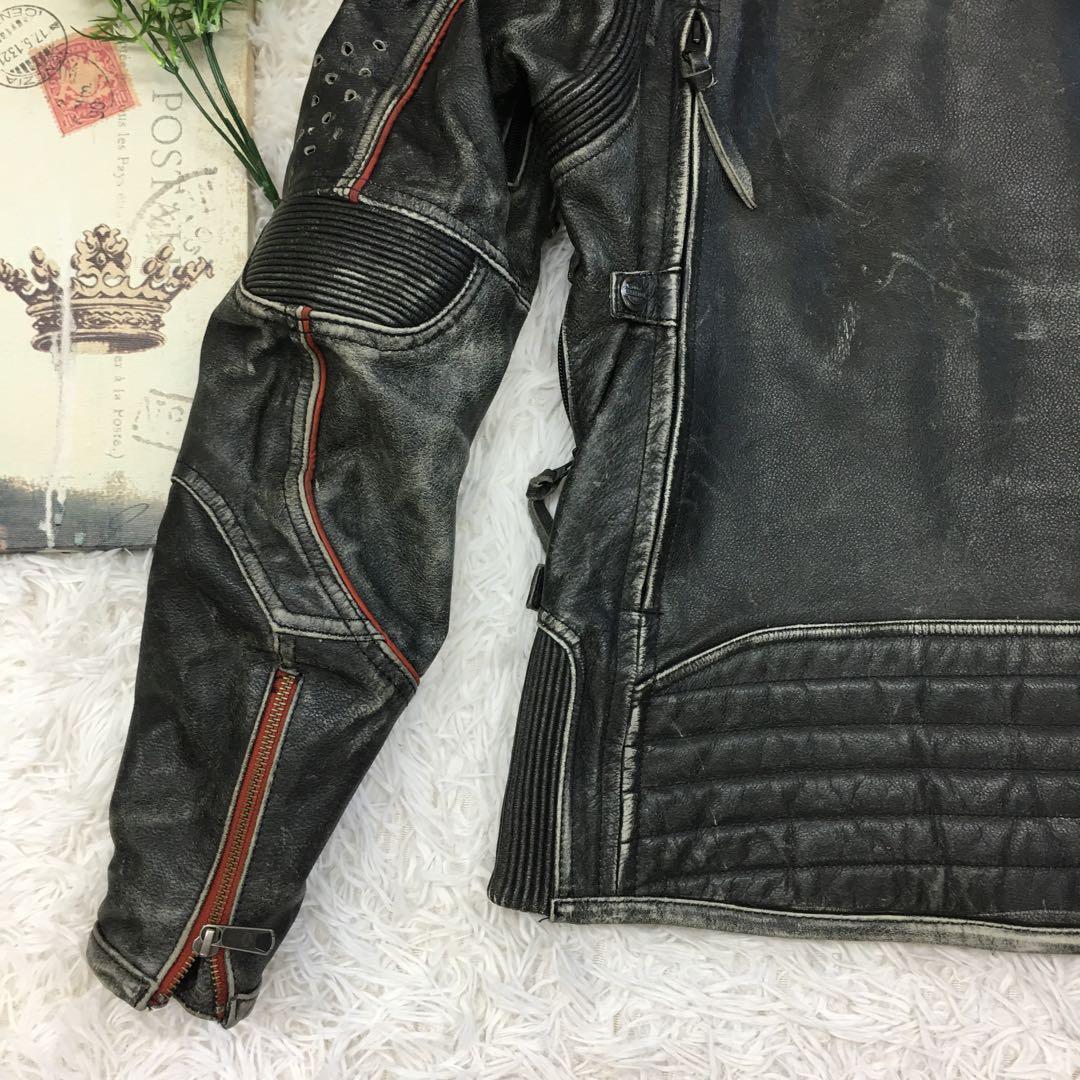 ハーレーダビッドソン レザージャケット シングル ライダース グランジ Y2K