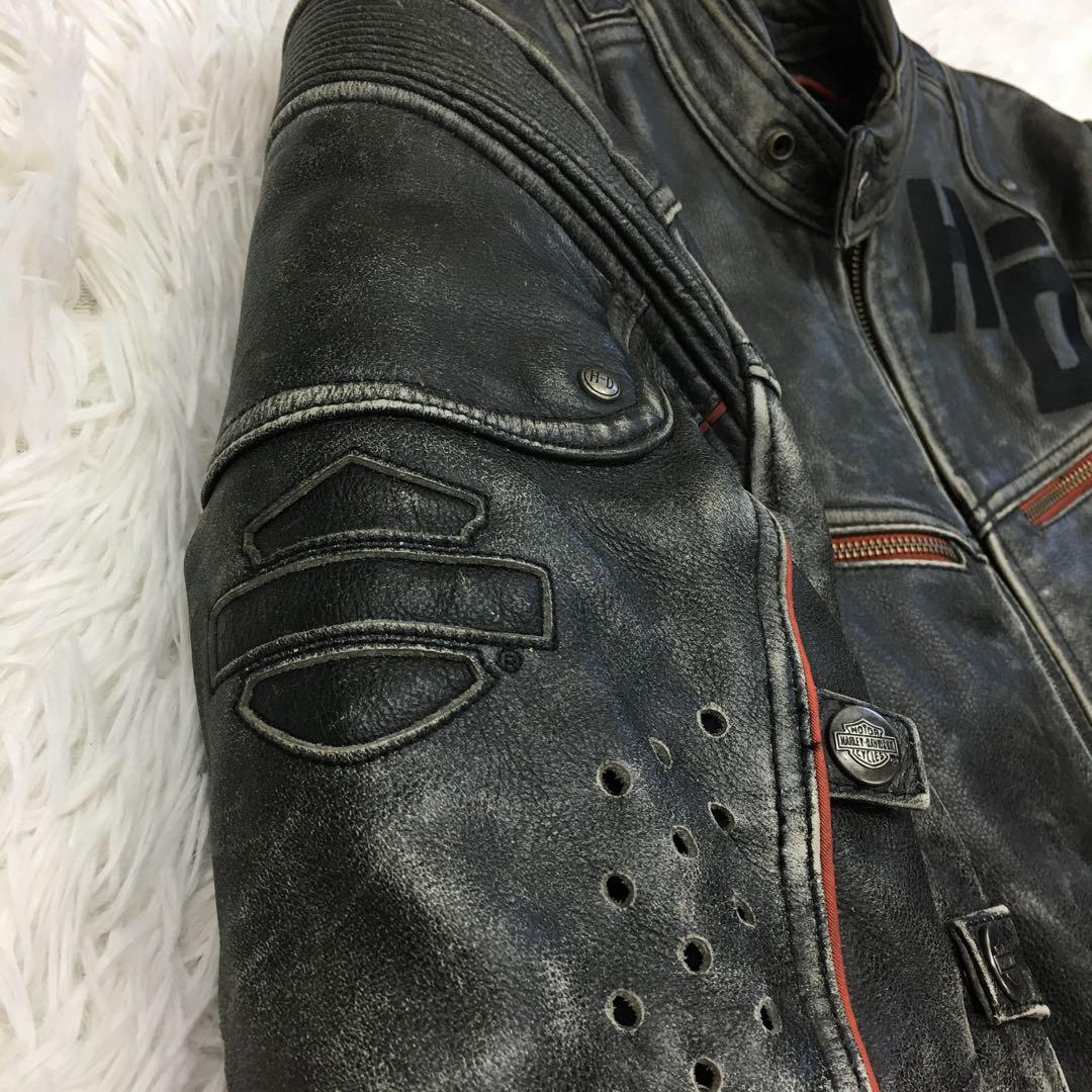 ハーレーダビッドソン レザージャケット シングル ライダース グランジ Y2K