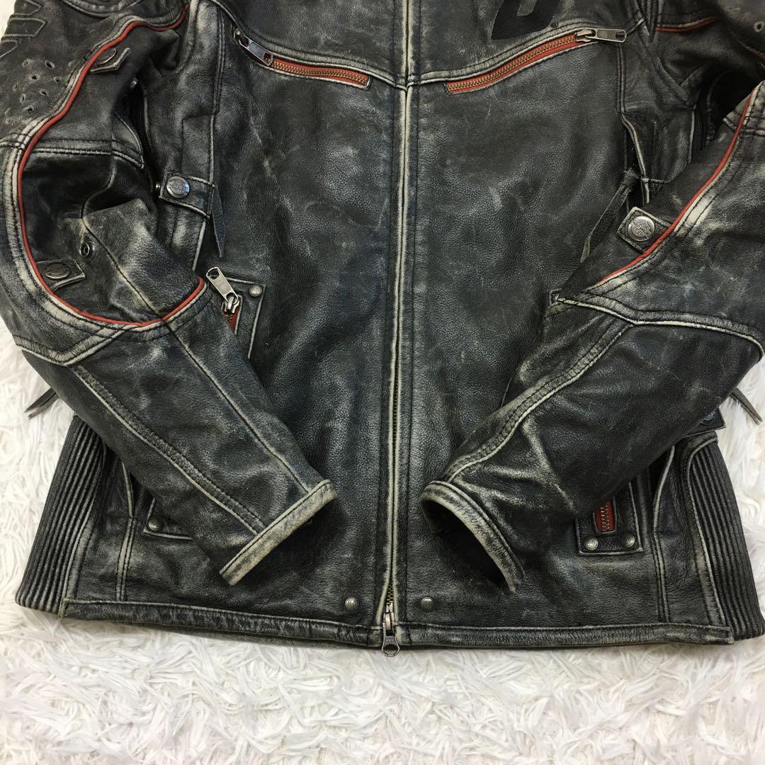 ハーレーダビッドソン レザージャケット シングル ライダース グランジ Y2K