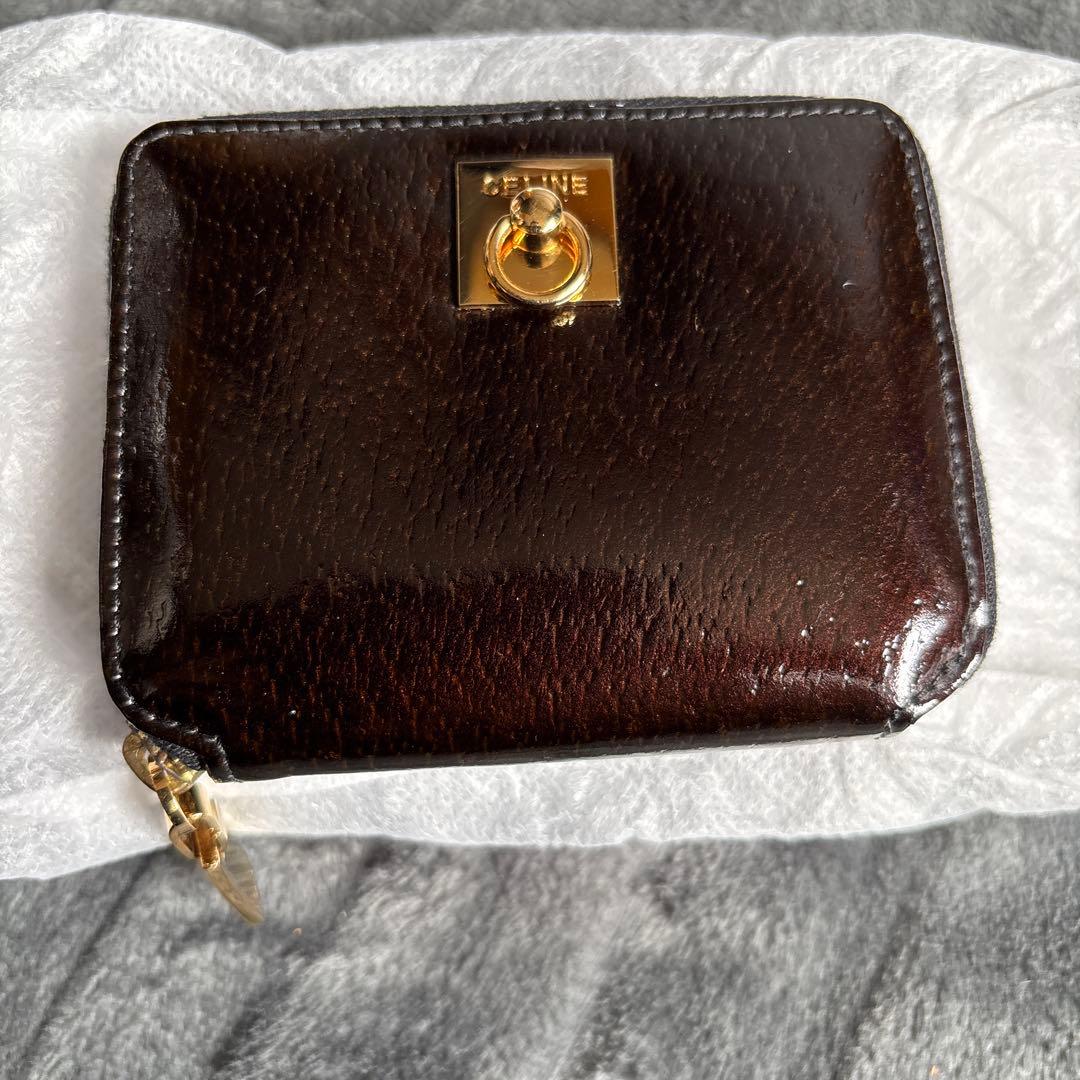 セリーヌ ケース SHEFFIELD 黒・茶×ゴールド金具