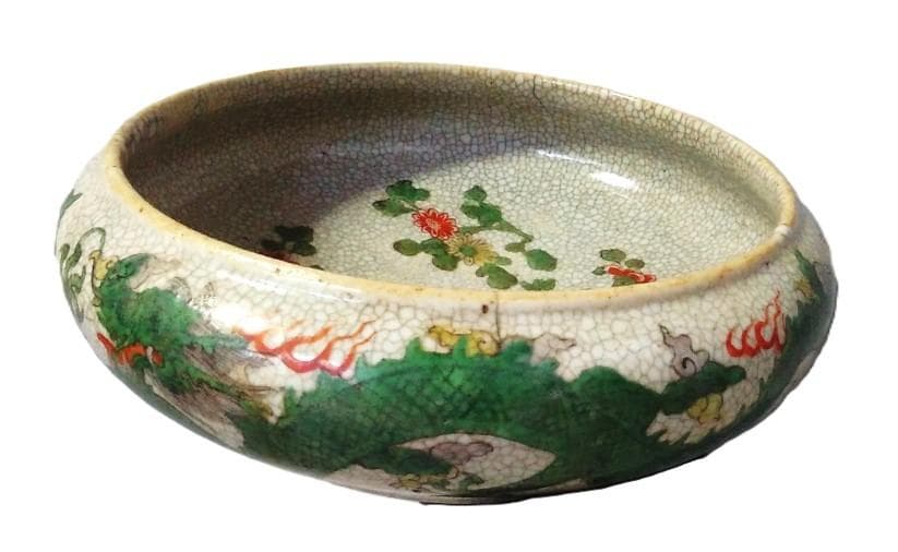 【 龍・鳳凰・花鳥文鉢 】　中華古玩　宋赤絵/古赤絵/五彩