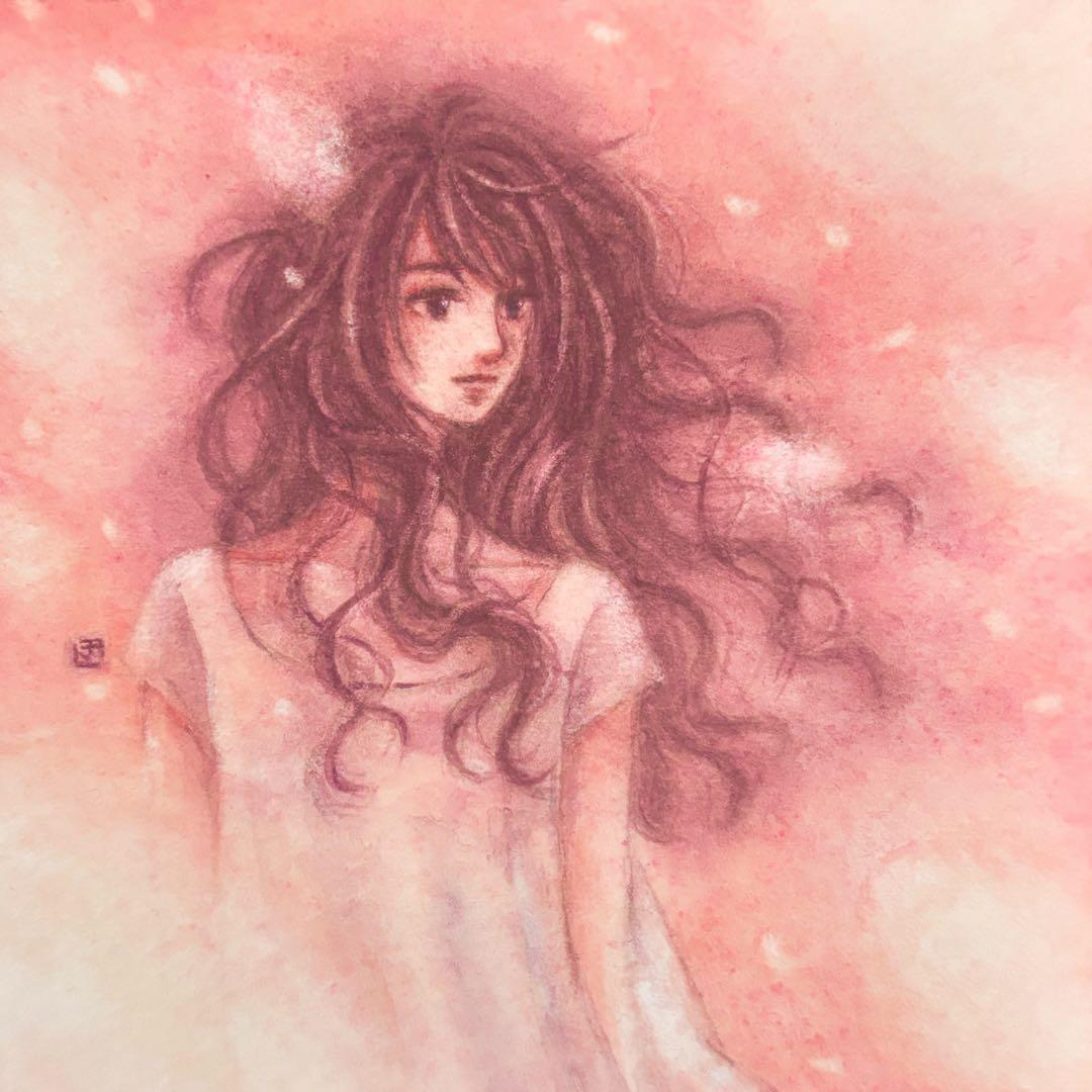 『置いていくもの』（手描きイラスト・オリジナル・絵画・水彩画・人物画・原画）