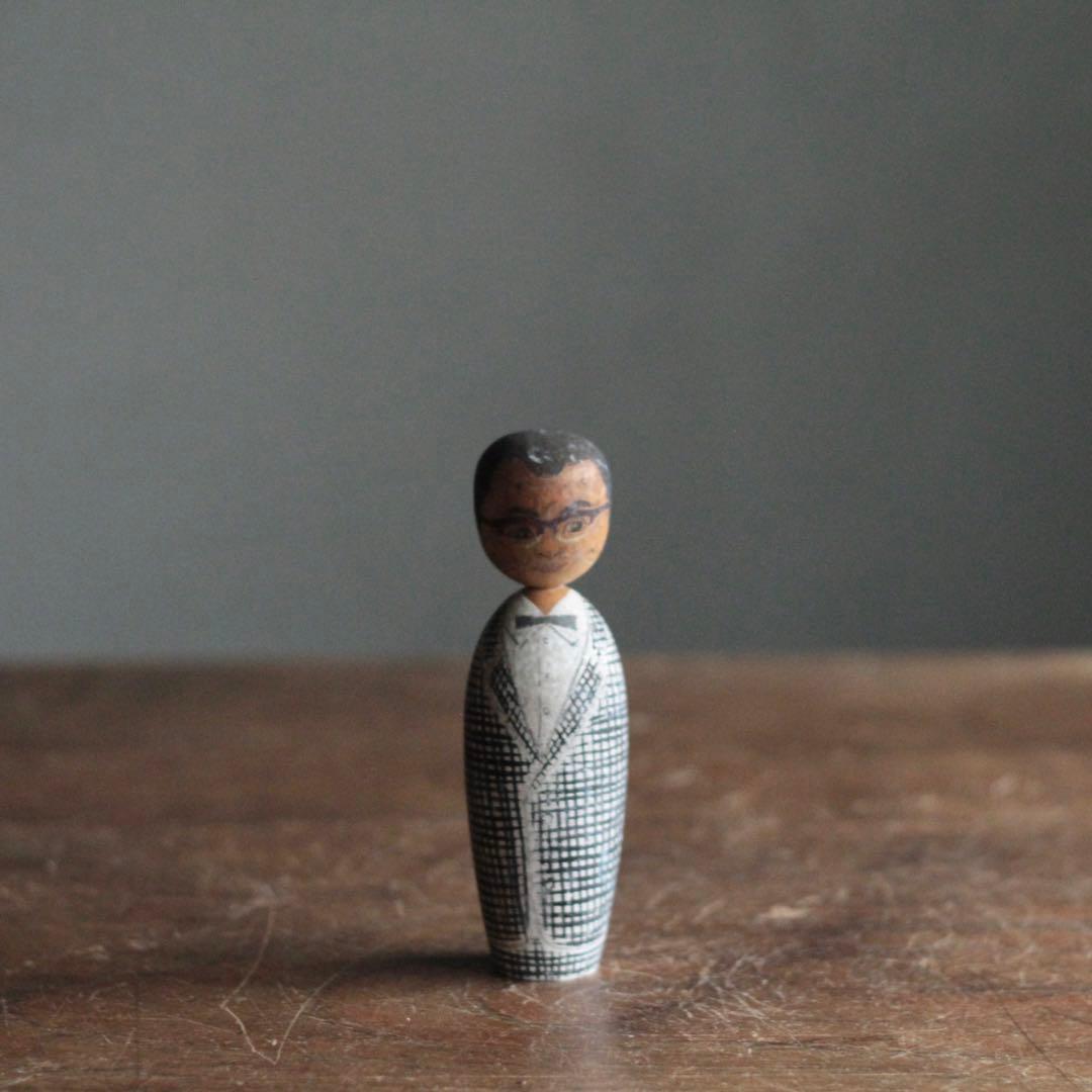 似顔絵こけし No.6 弔い 昭和37年 木偶 古道具 アンティーク