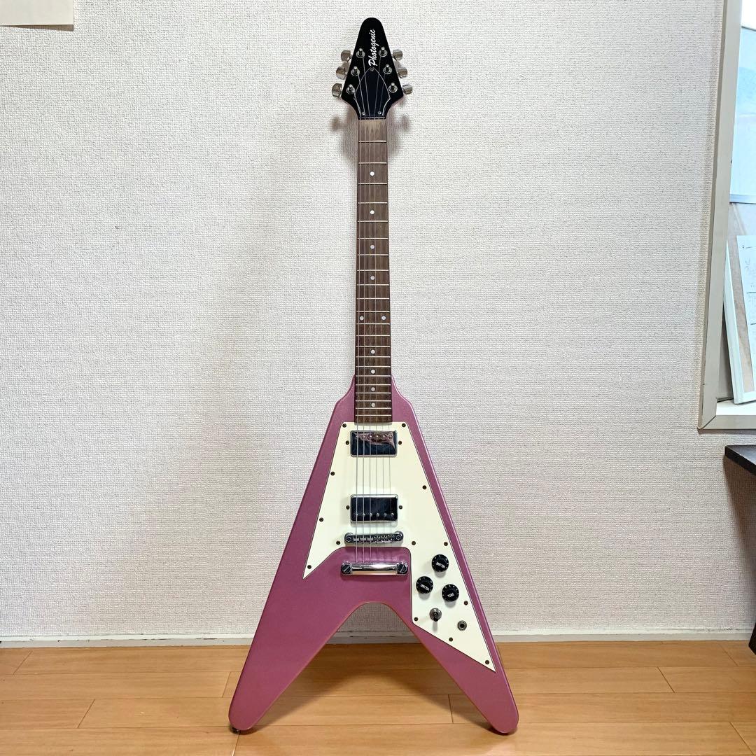 Photogenic フライングV エレキギター ラメピンク
