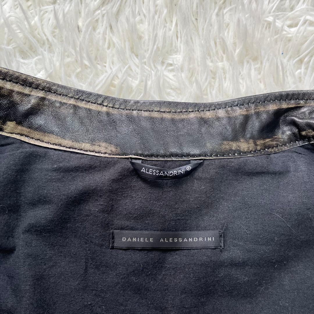 ダニエレ アレッサンドリーニ レザージャケットLシングルライダース　ダメージ加工