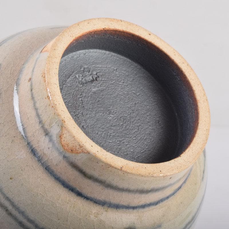 茶道具　八幡窯造　安南染付　花草文　茶碗　共箱　C　8403