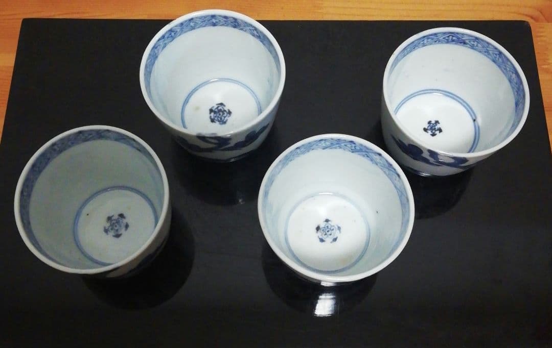 古伊万里　染付　蕎麦猪口　松図　四客　食器
