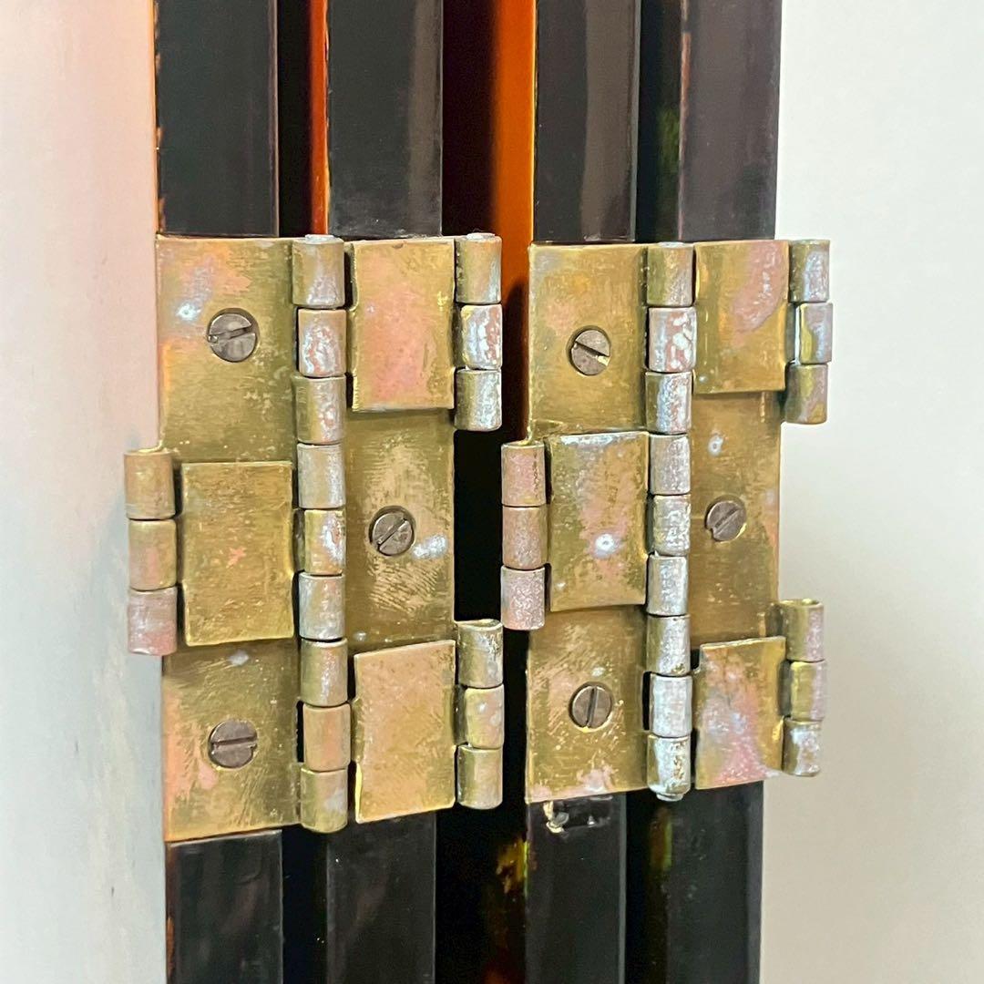 螺鈿細工 パテーション 衝立 「馬倒成功」 4連衝立 漆塗り 百頭馬柄 枕屏風