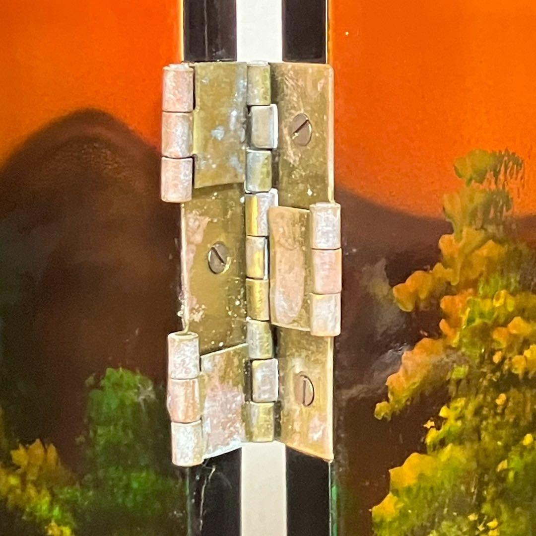 螺鈿細工 パテーション 衝立 「馬倒成功」 4連衝立 漆塗り 百頭馬柄 枕屏風