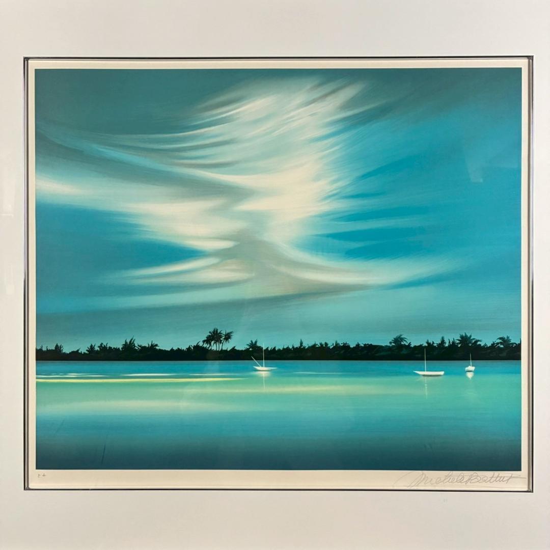 美品 ミッシェル・バテュ「トロピカル」リトグラフ 直筆サイン入 海の風景画