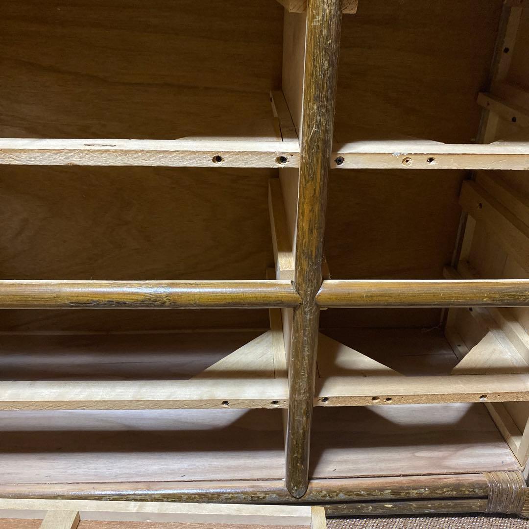 昭和レトロ　アンティーク籐ラタン8杯引き出しタンス ダークブラウン