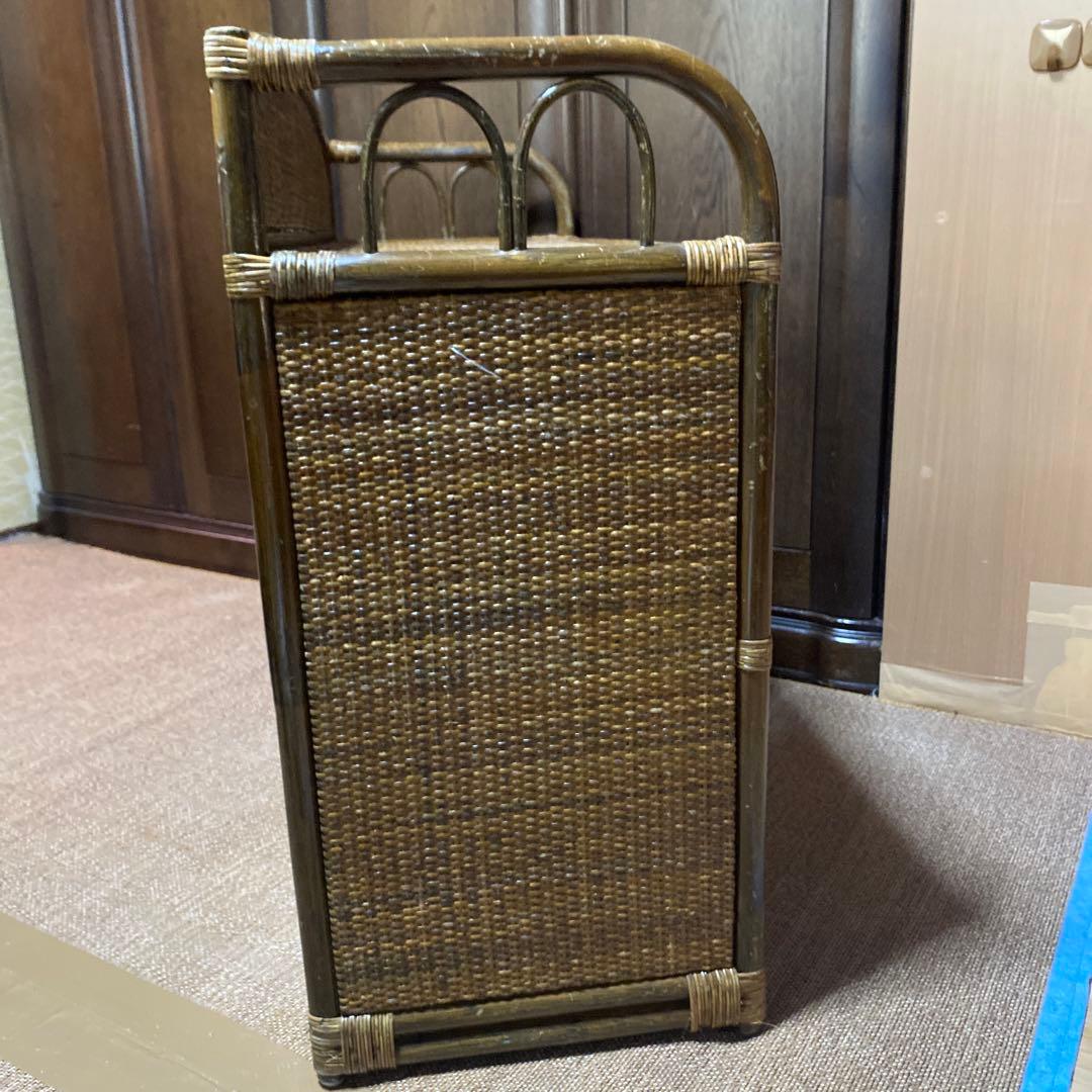 昭和レトロ　アンティーク籐ラタン8杯引き出しタンス ダークブラウン