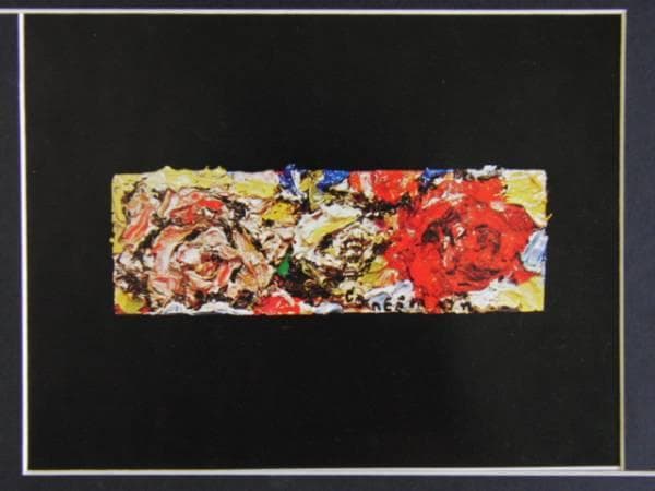 朝井 閑右衛門、バラ、高級希少画集画、版上サイン入 新品額付、新品高級額装付