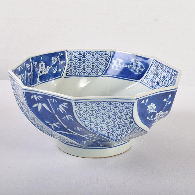 伊万里焼　五良太甫呉祥瑞造　染付棯文　菓子鉢　碌々斎極め箱　V　R7756C