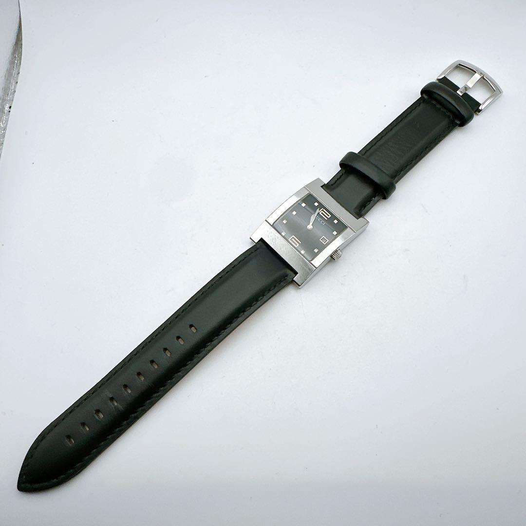 美品 稼動品 GUCCI グッチ メンズ腕時計 スクエア 黒字盤 7700M