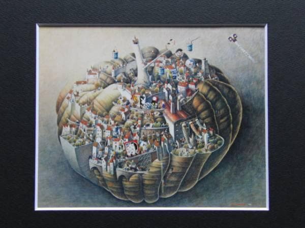 川原田 徹、かぼちゃの浄土、希少な額装用画集より、美品、新品額装付