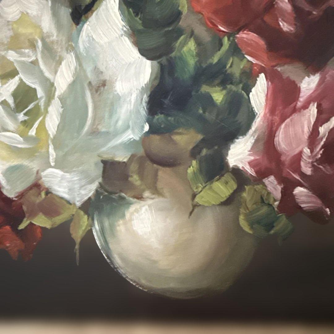 綺麗な薔薇が描かれてる油彩画 キャンパス約36 cmX29cm.