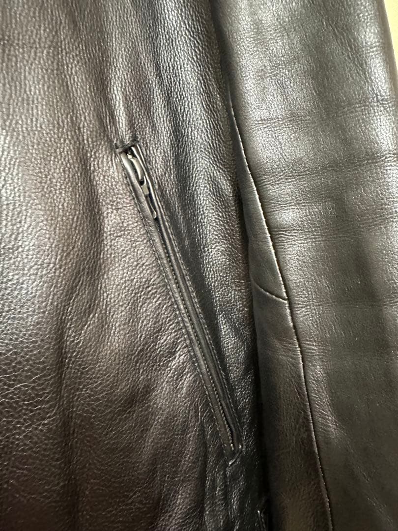 ナノユニバース　黒レザーシングルライダースジャケット