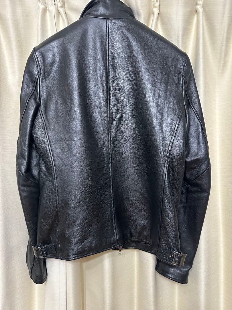ナノユニバース　黒レザーシングルライダースジャケット