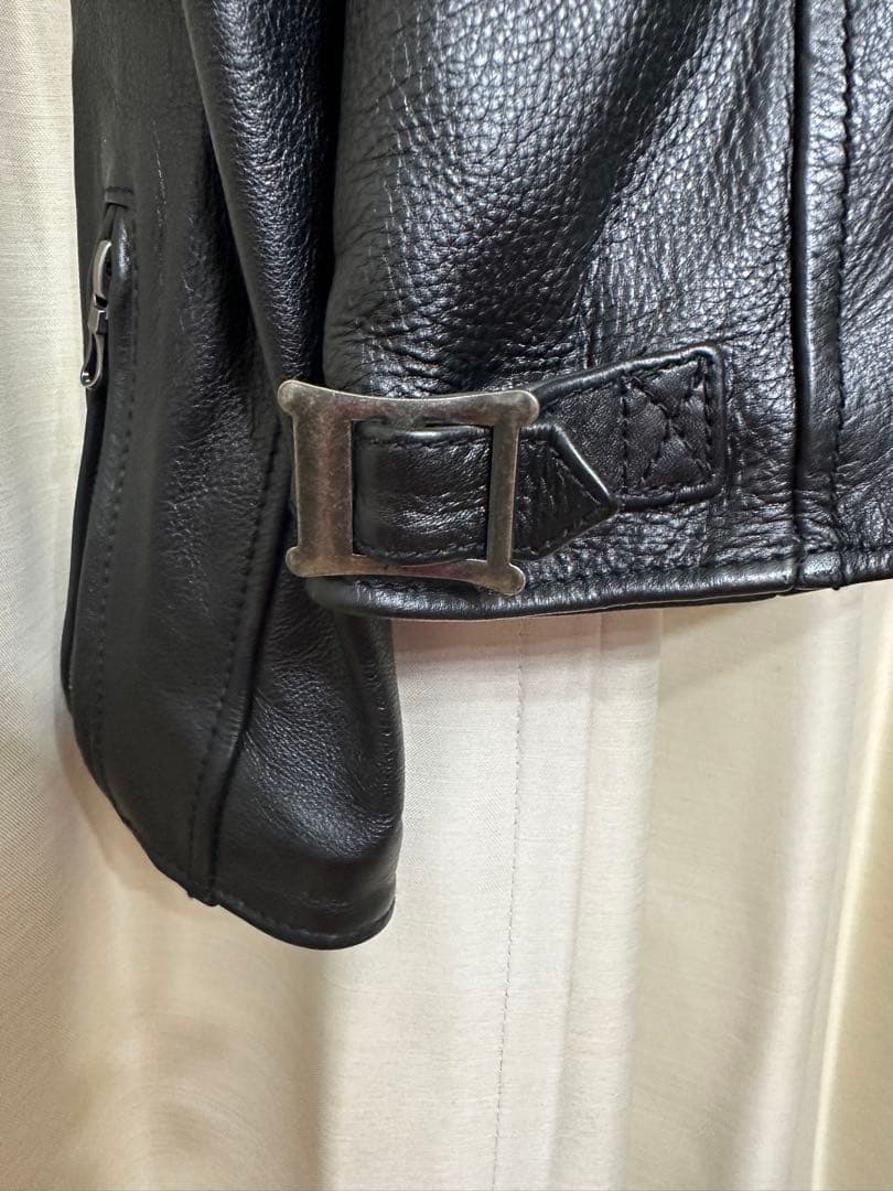 ナノユニバース　黒レザーシングルライダースジャケット