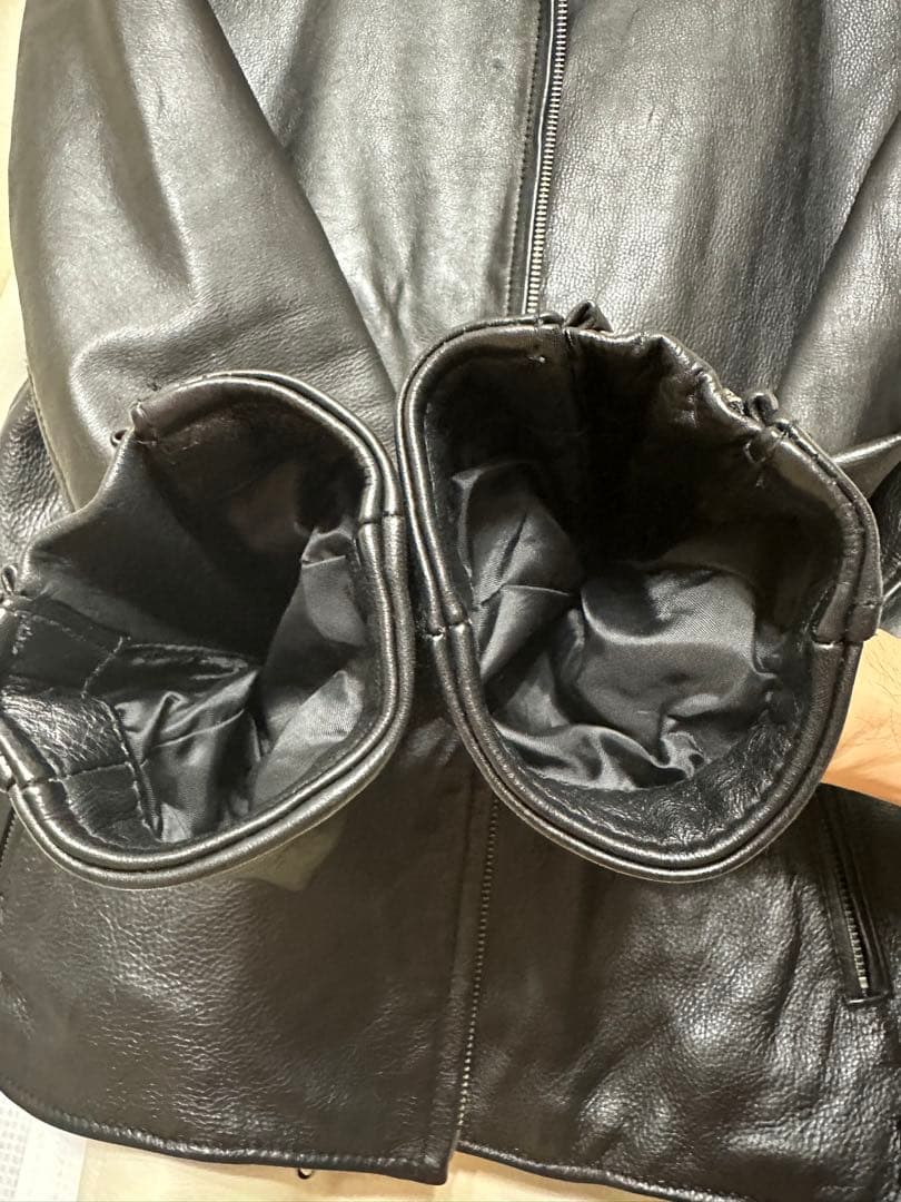 ナノユニバース　黒レザーシングルライダースジャケット